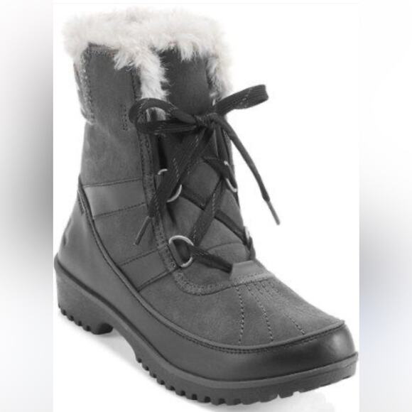 Sorel Tivoli II Waterproof Cold Weather Lace Up Fur Booties Grey/Black Size 7.5 - Picture 2 of 11